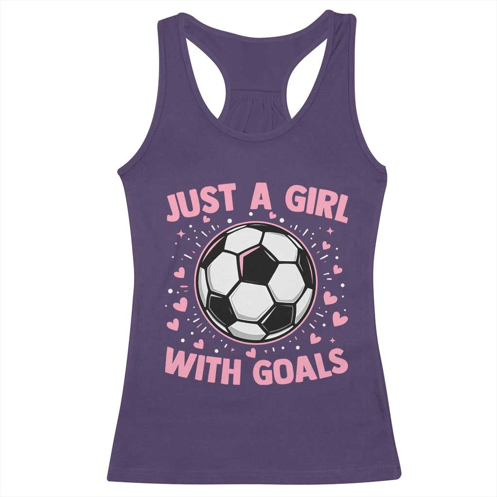 Just A Girl With Goals Racerback Tank Top Soccer Player Girl TS12 Purple Print Your Wear