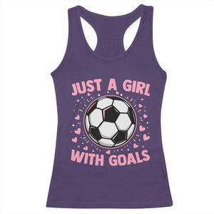 Just A Girl With Goals Racerback Tank Top Soccer Player Girl TS12 Purple Print Your Wear