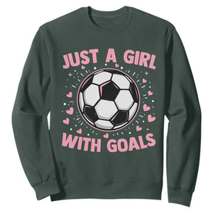 Just A Girl With Goals Sweatshirt Soccer Player Girl TS12 Dark Forest Green Print Your Wear