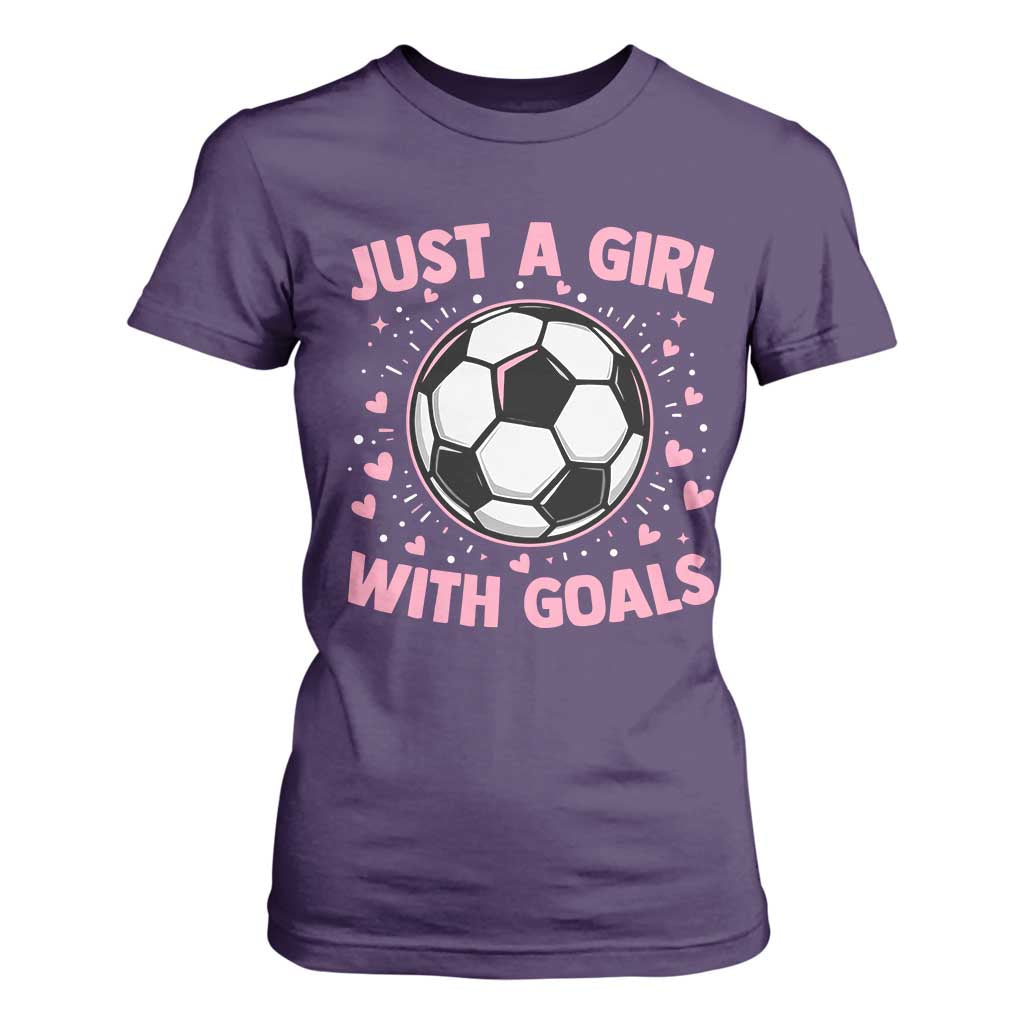Just A Girl With Goals T Shirt For Women Soccer Player Girl TS12 Purple Print Your Wear