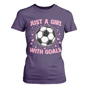 Just A Girl With Goals T Shirt For Women Soccer Player Girl TS12 Purple Print Your Wear