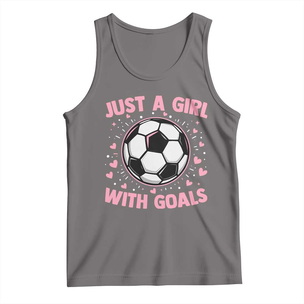 Just A Girl With Goals Tank Top Soccer Player Girl TS12 Deep Heather Print Your Wear