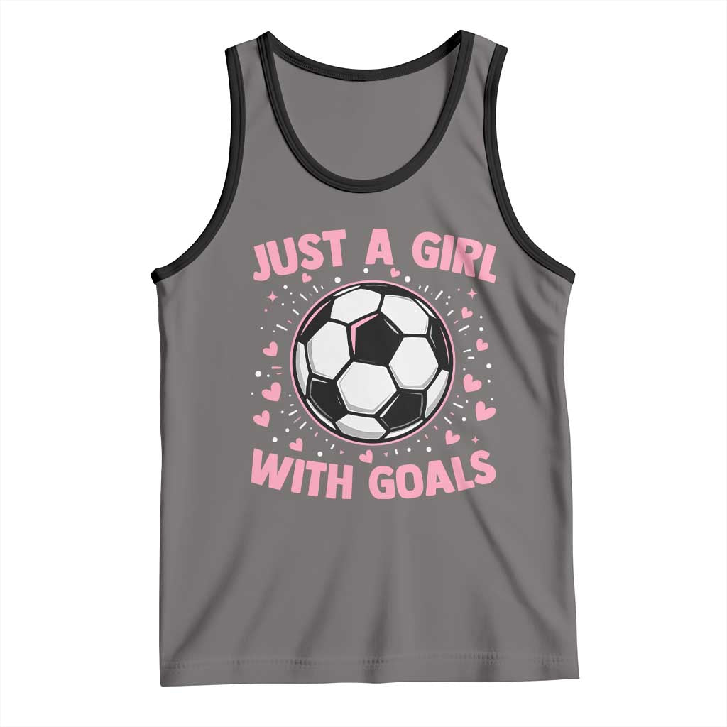 Just A Girl With Goals Tank Top Soccer Player Girl TS12 Deep Heather Black Print Your Wear