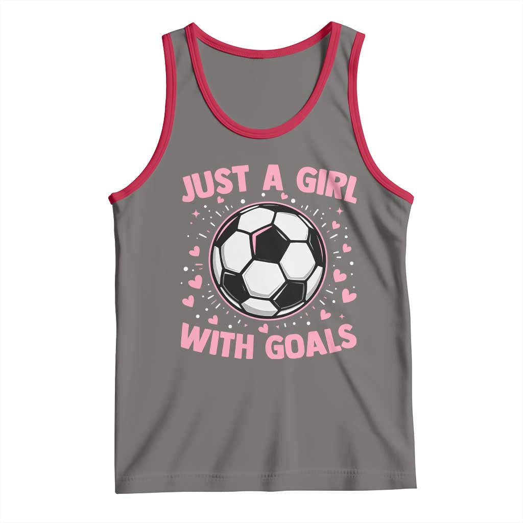 Just A Girl With Goals Tank Top Soccer Player Girl TS12 Deep Heather Red Print Your Wear