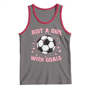Just A Girl With Goals Tank Top Soccer Player Girl TS12 Deep Heather Red Print Your Wear