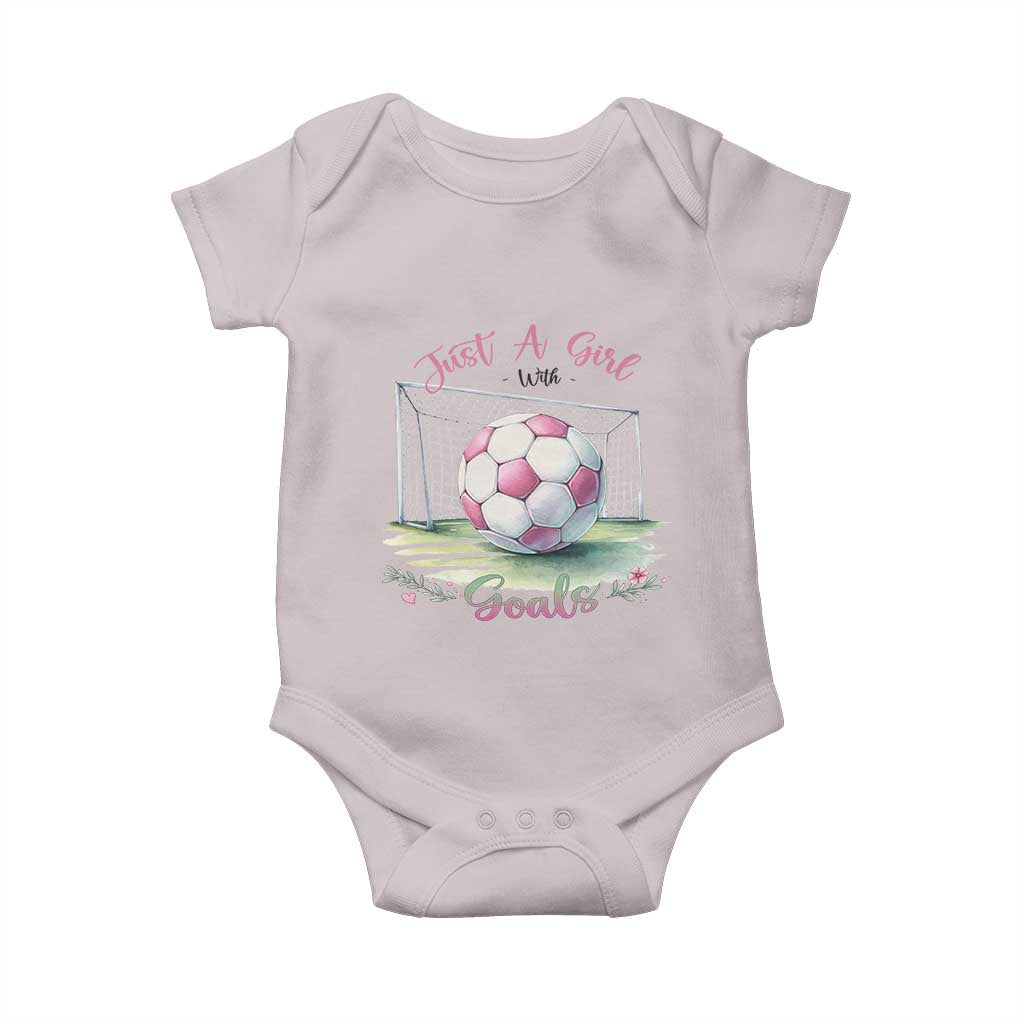 Just A Girl With Goals Baby Onesie Soccer Gift For Her TS12 Ice Gray Print Your Wear