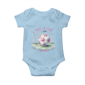 Just A Girl With Goals Baby Onesie Soccer Gift For Her TS12 Light Blue Print Your Wear