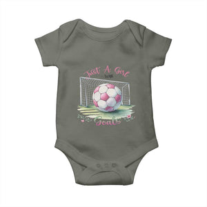 Just A Girl With Goals Baby Onesie Soccer Gift For Her TS12 Military Green Print Your Wear