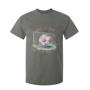 Just A Girl With Goals T Shirt For Kid Soccer Gift For Her TS12 Military Green Print Your Wear