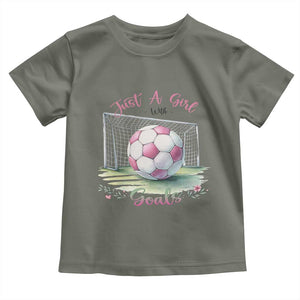 Just A Girl With Goals Toddler T Shirt Soccer Gift For Her TS12 Military Green Print Your Wear