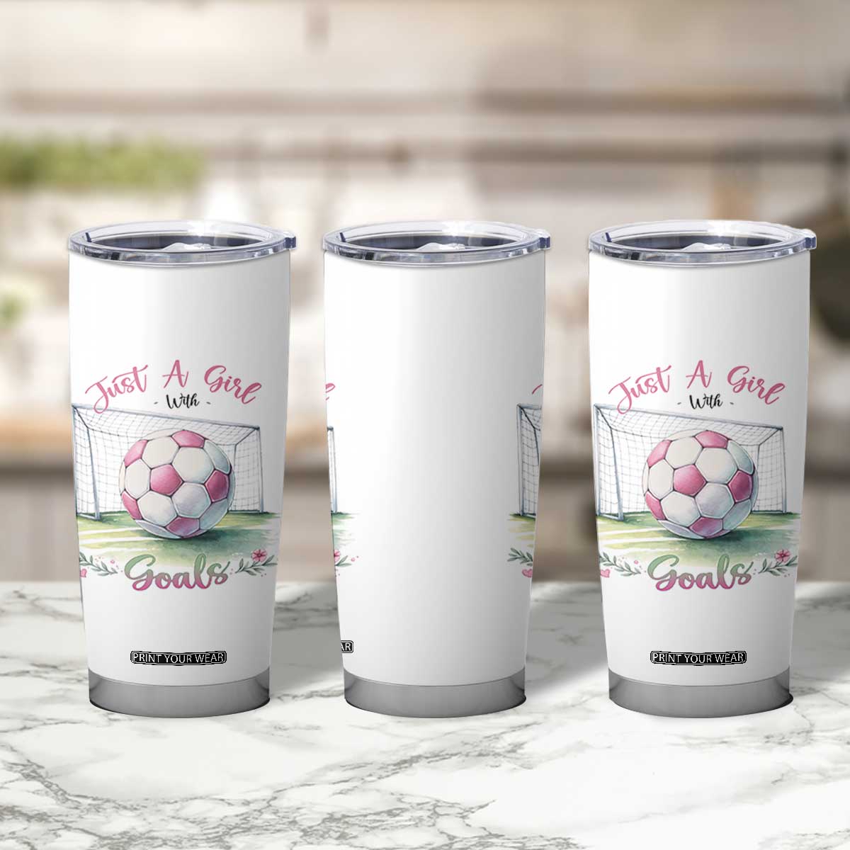 Just A Girl With Goals Tumbler Cup Soccer Gift For Her TS12 Print Your Wear