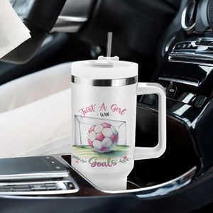 Just A Girl With Goals Tumbler With Handle Soccer Gift For Her TS12 Print Your Wear