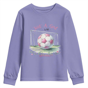 Just A Girl With Goals Youth Sweatshirt Soccer Gift For Her TS12 Violet Print Your Wear