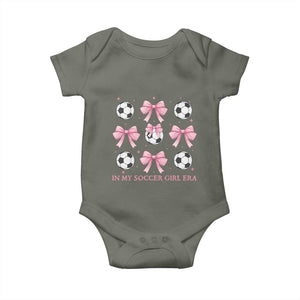 In My Soccer Girl Era Baby Onesie Funny Football Fan TS12 Military Green Print Your Wear