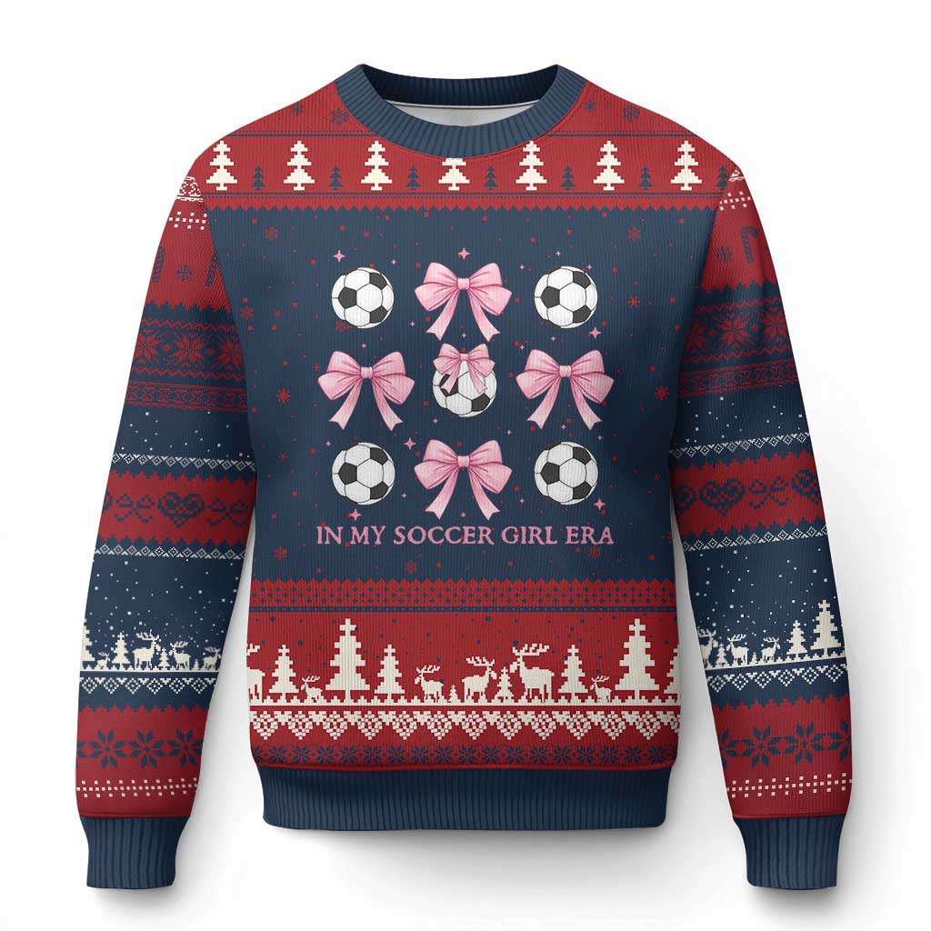 In My Soccer Girl Era Ugly Christmas Sweater Funny Football Fan TS12 Navy Red Print Your Wear
