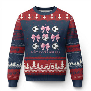 In My Soccer Girl Era Ugly Christmas Sweater Funny Football Fan TS12 Navy Red Print Your Wear