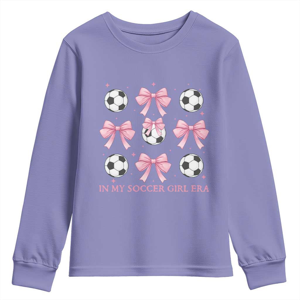 In My Soccer Girl Era Youth Sweatshirt Funny Football Fan TS12 Violet Print Your Wear