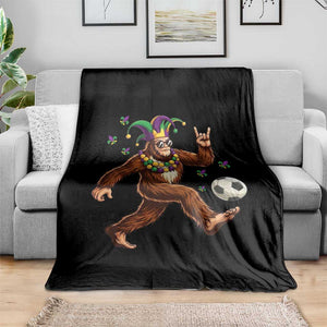 Funny Mardi Gras Bigfoot Playing Soccer Throw Blanket Football Fan Gift TS12 Print Your Wear