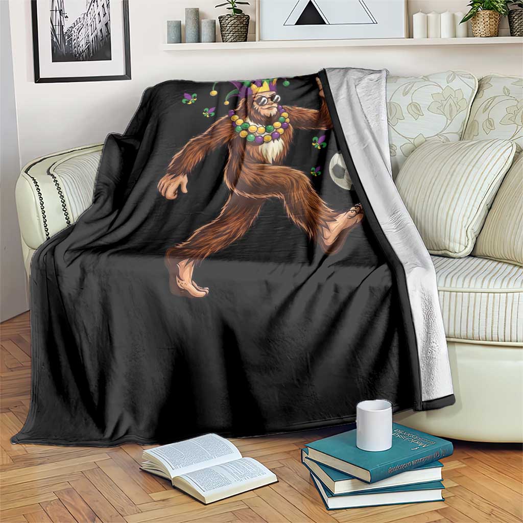 Funny Mardi Gras Bigfoot Playing Soccer Throw Blanket Football Fan Gift TS12 Print Your Wear