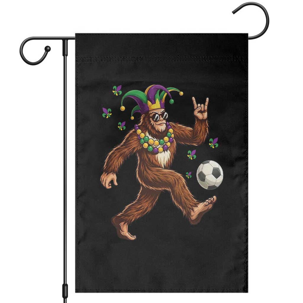 Funny Mardi Gras Bigfoot Playing Soccer Garden Flag Football Fan Gift TS12 Black Print Your Wear