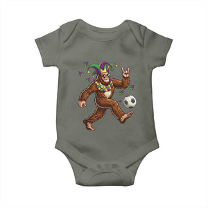 Funny Mardi Gras Bigfoot Playing Soccer Baby Onesie Football Fan Gift TS12 Military Green Print Your Wear