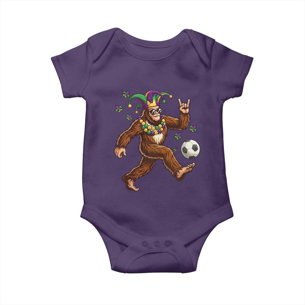 Funny Mardi Gras Bigfoot Playing Soccer Baby Onesie Football Fan Gift TS12 Purple Print Your Wear