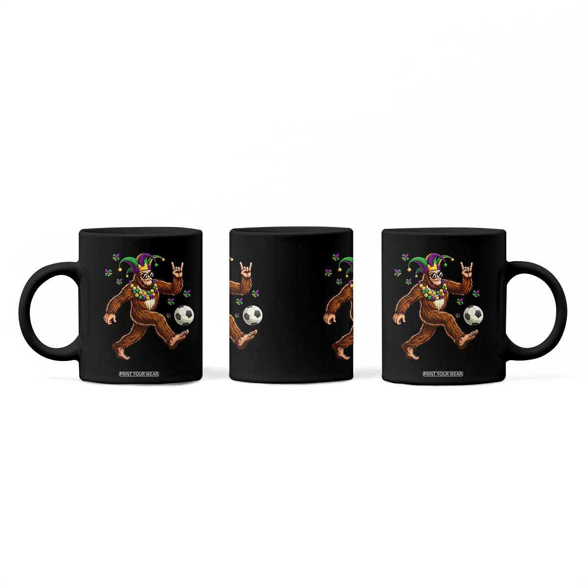 Funny Mardi Gras Bigfoot Playing Soccer Coffee Mug Football Fan Gift TS12 Print Your Wear