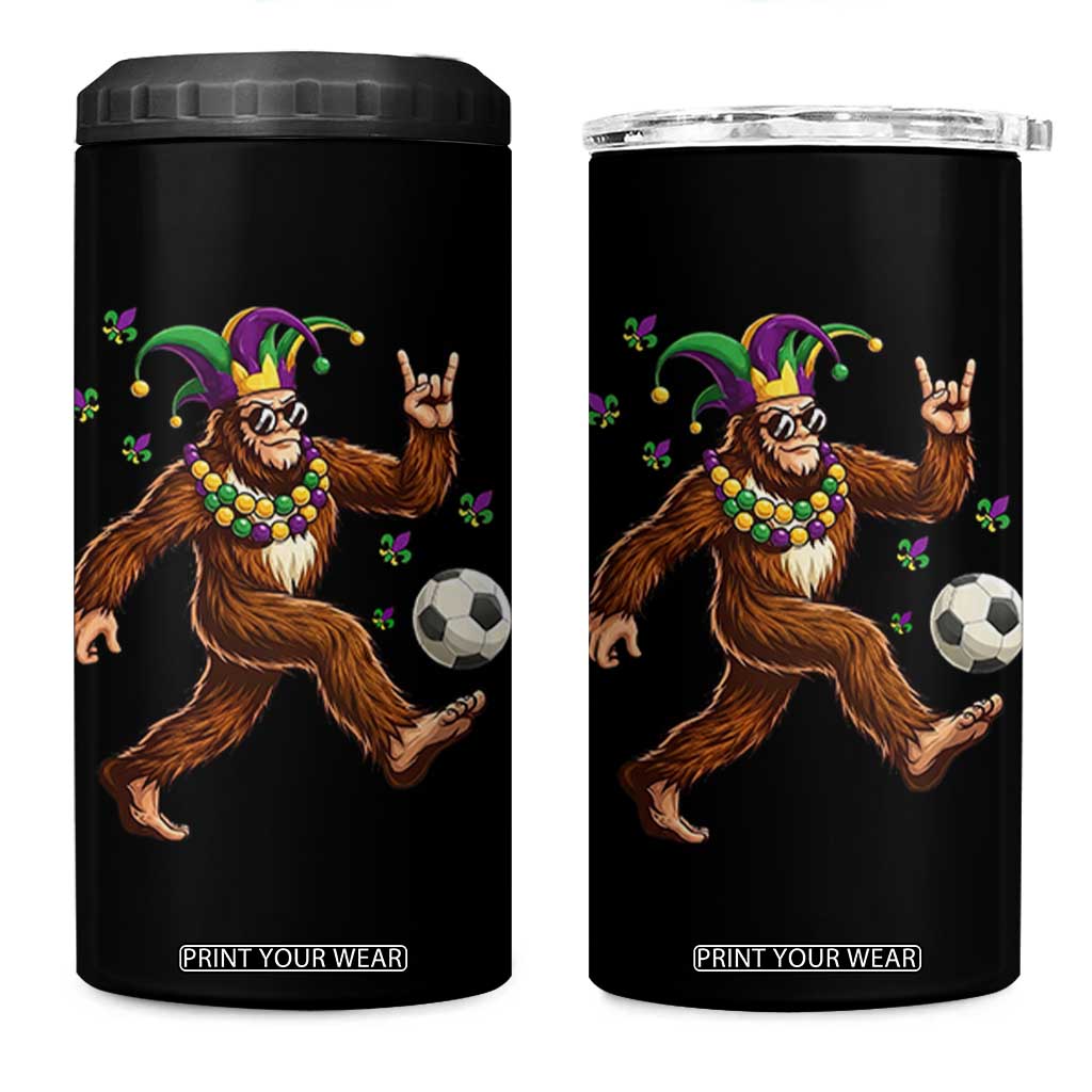 Funny Mardi Gras Bigfoot Playing Soccer 4 in 1 Can Cooler Tumbler Football Fan Gift TS12 One Size: 16 oz Black Print Your Wear