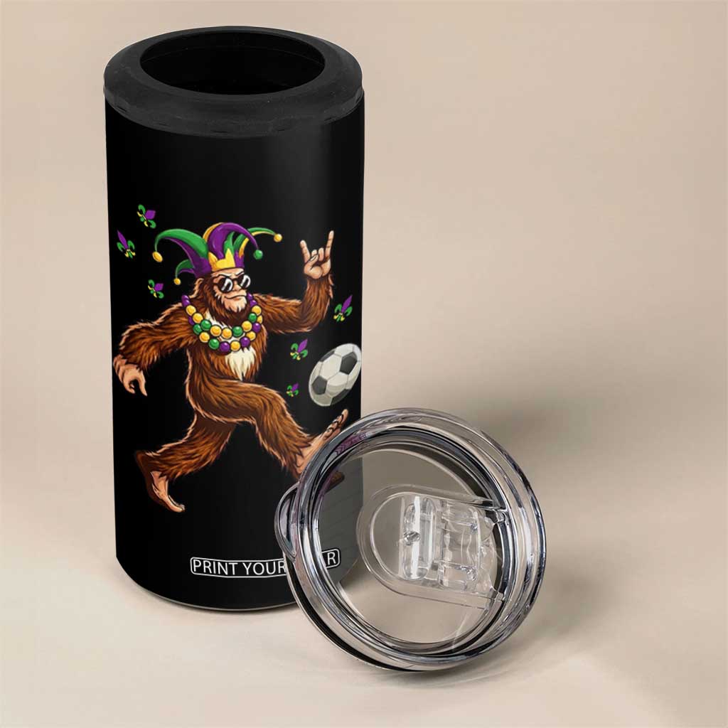 Funny Mardi Gras Bigfoot Playing Soccer 4 in 1 Can Cooler Tumbler Football Fan Gift TS12 Print Your Wear