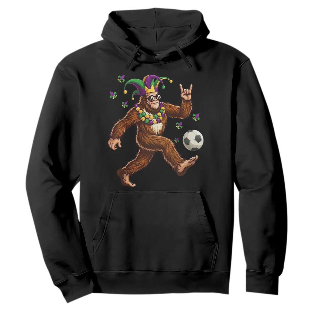 Funny Mardi Gras Bigfoot Playing Soccer Hoodie Football Fan Gift TS12 Black Print Your Wear