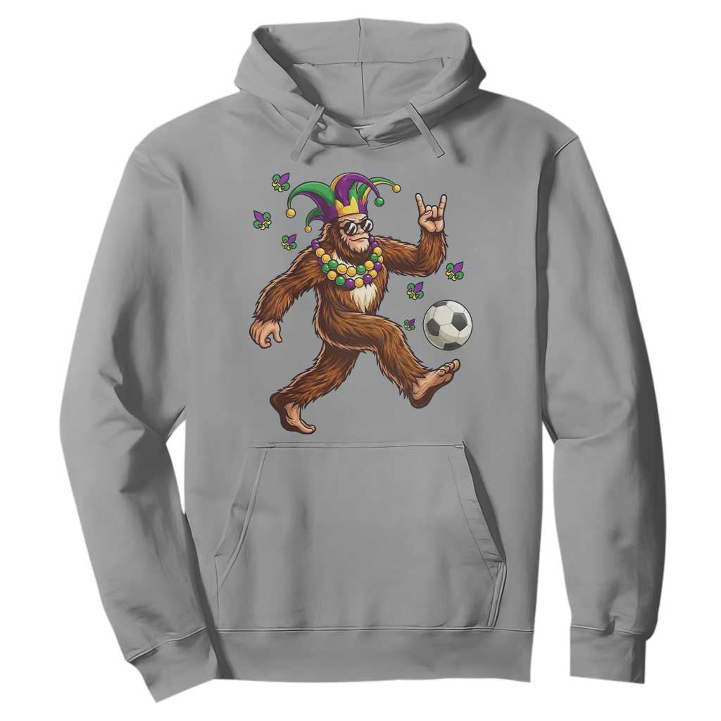 Funny Mardi Gras Bigfoot Playing Soccer Hoodie Football Fan Gift TS12 Sport Gray Print Your Wear