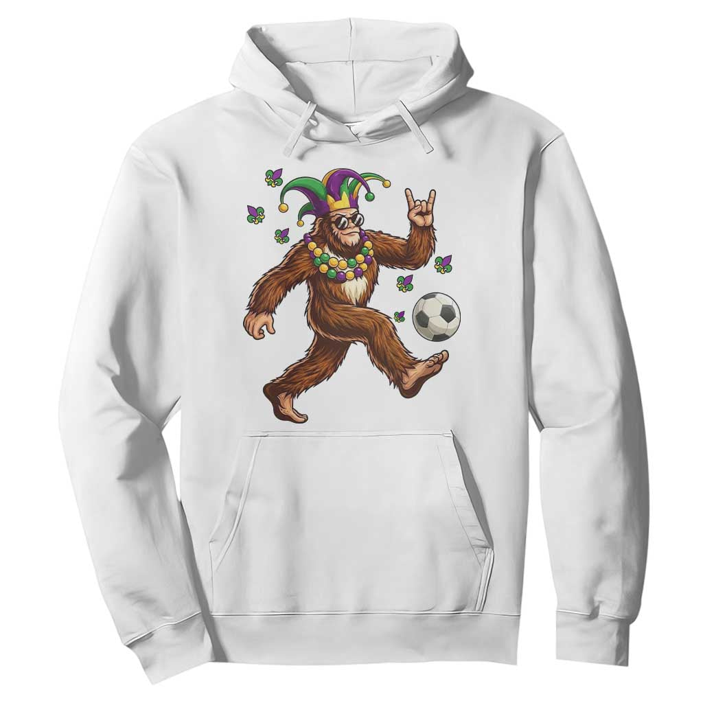 Funny Mardi Gras Bigfoot Playing Soccer Hoodie Football Fan Gift TS12 White Print Your Wear