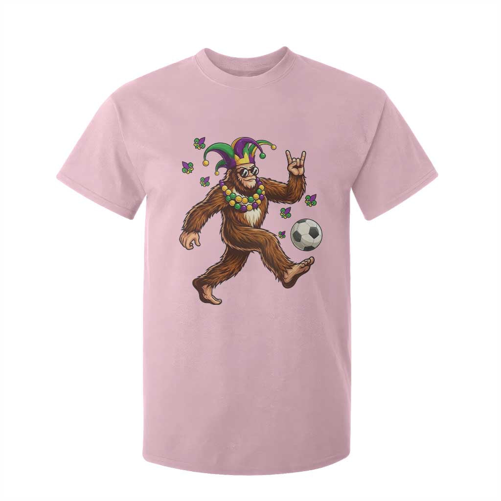 Funny Mardi Gras Bigfoot Playing Soccer T Shirt For Kid Football Fan Gift TS12 Light Pink Print Your Wear