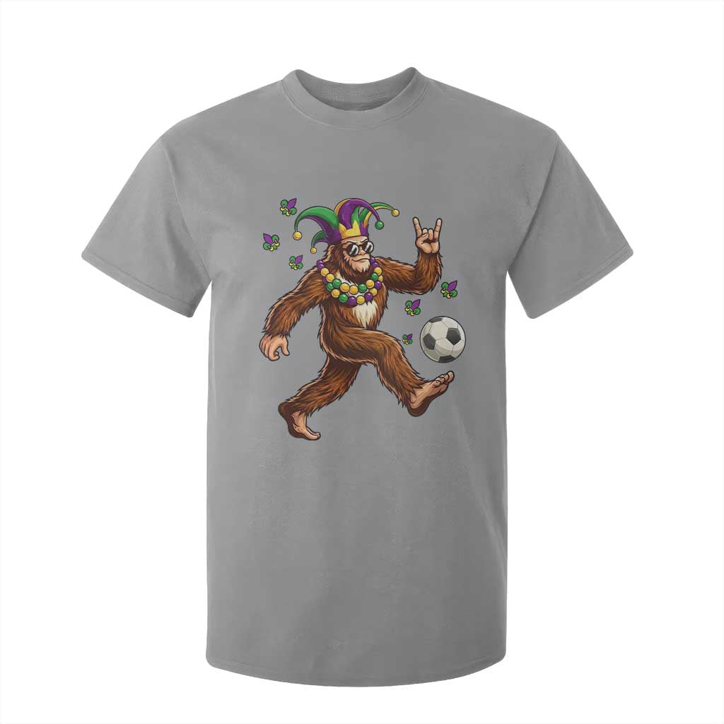 Funny Mardi Gras Bigfoot Playing Soccer T Shirt For Kid Football Fan Gift TS12 Sport Gray Print Your Wear