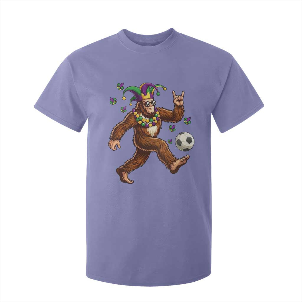 Funny Mardi Gras Bigfoot Playing Soccer T Shirt For Kid Football Fan Gift TS12 Violet Print Your Wear