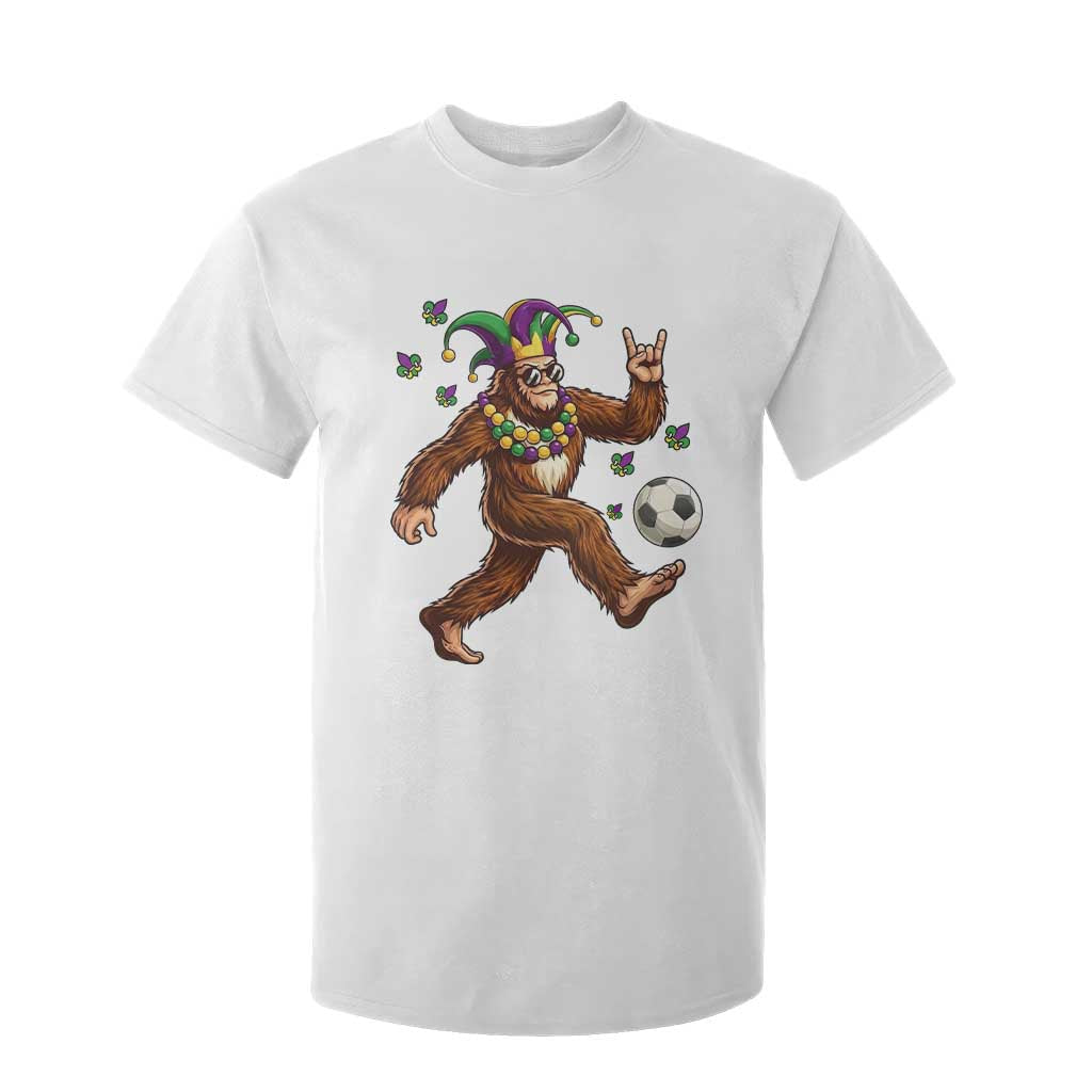 Funny Mardi Gras Bigfoot Playing Soccer T Shirt For Kid Football Fan Gift TS12 White Print Your Wear