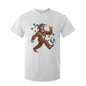 Funny Mardi Gras Bigfoot Playing Soccer T Shirt For Kid Football Fan Gift TS12 White Print Your Wear