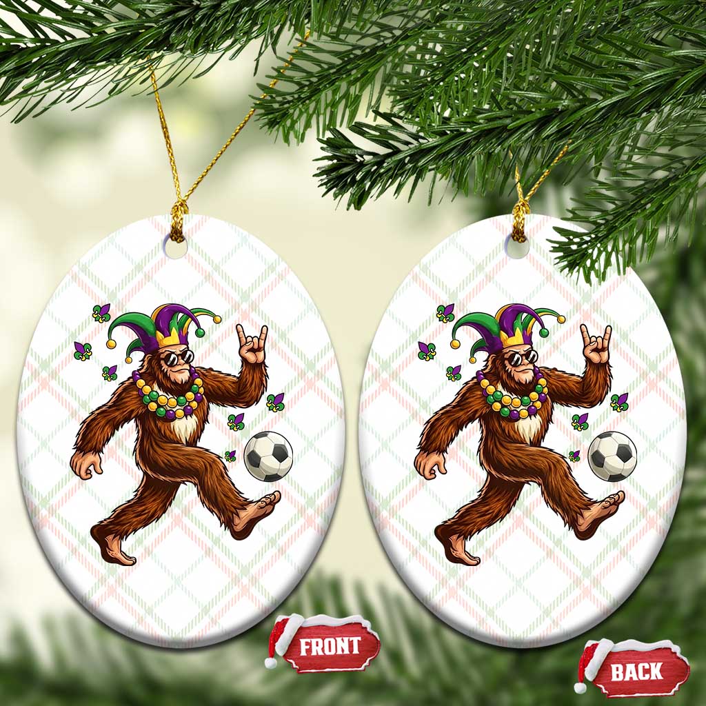 Funny Mardi Gras Bigfoot Playing Soccer Ceramic Ornament Football Fan Gift TS12 Print Your Wear