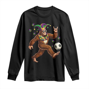 Funny Mardi Gras Bigfoot Playing Soccer Long Sleeve Shirt Football Fan Gift TS12 Black Print Your Wear
