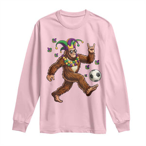 Funny Mardi Gras Bigfoot Playing Soccer Long Sleeve Shirt Football Fan Gift TS12 Light Pink Print Your Wear