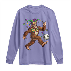 Funny Mardi Gras Bigfoot Playing Soccer Long Sleeve Shirt Football Fan Gift TS12 Violet Print Your Wear