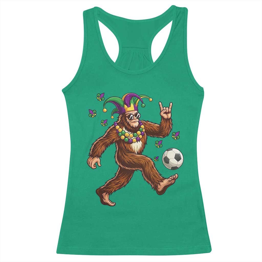 Funny Mardi Gras Bigfoot Playing Soccer Racerback Tank Top Football Fan Gift TS12 Irish Green Print Your Wear