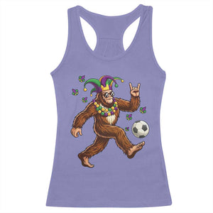 Funny Mardi Gras Bigfoot Playing Soccer Racerback Tank Top Football Fan Gift TS12 Violet Print Your Wear