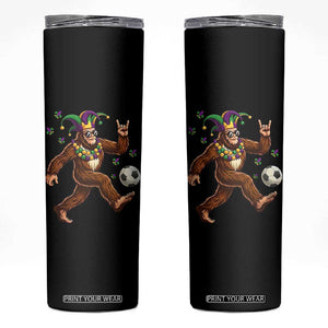 Funny Mardi Gras Bigfoot Playing Soccer Skinny Tumbler Football Fan Gift TS12 Black Print Your Wear