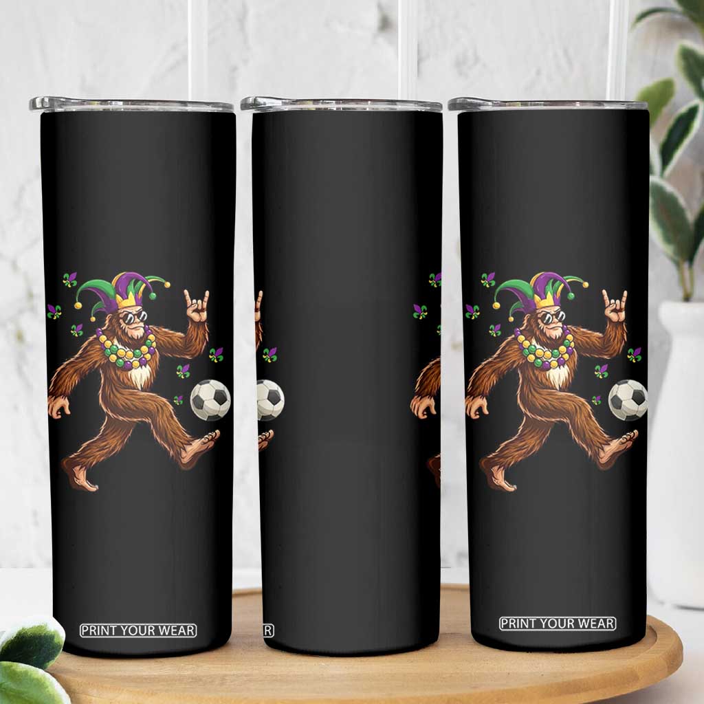 Funny Mardi Gras Bigfoot Playing Soccer Skinny Tumbler Football Fan Gift TS12 Print Your Wear