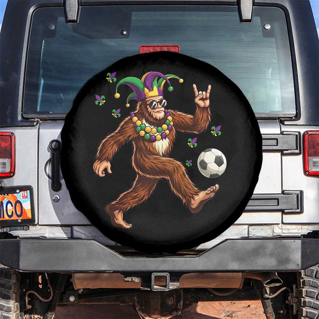 Funny Mardi Gras Bigfoot Playing Soccer Spare Tire Cover Football Fan Gift TS12 No hole Black Print Your Wear