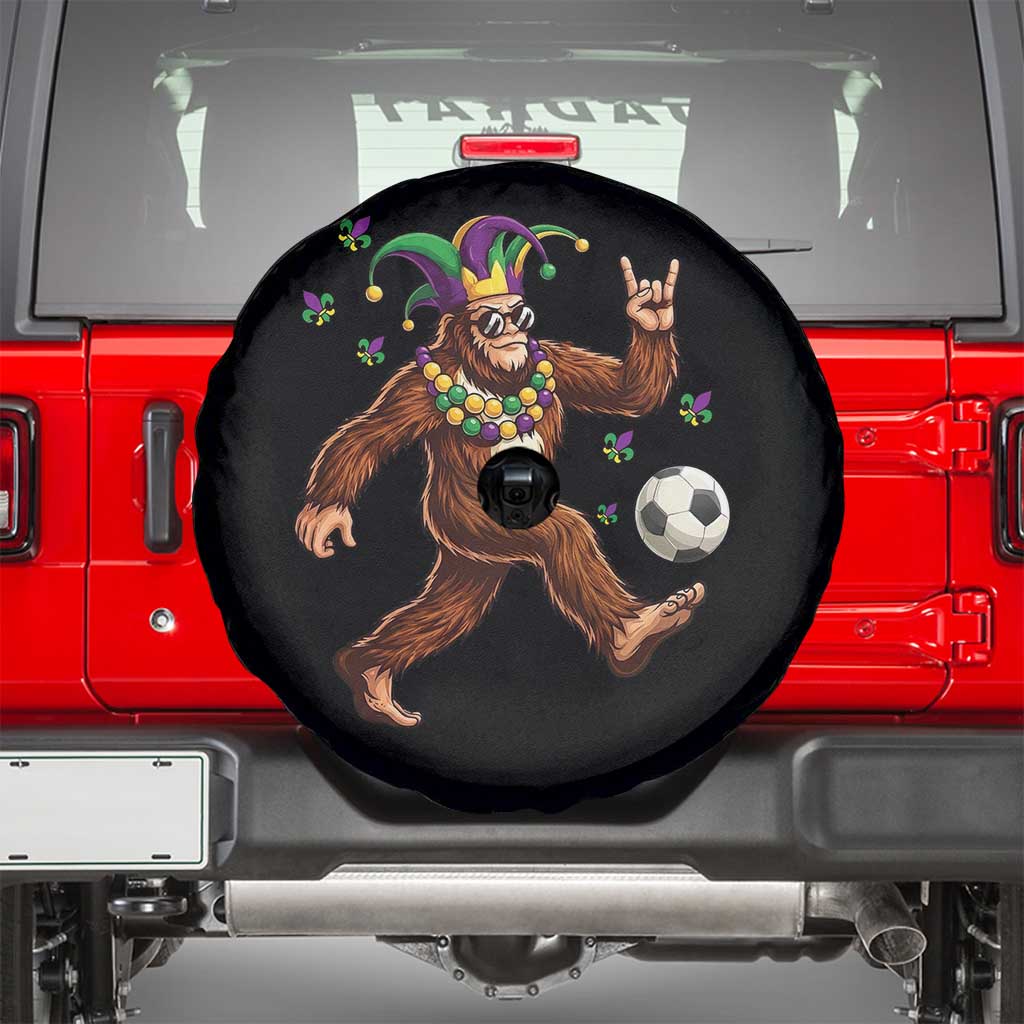 Funny Mardi Gras Bigfoot Playing Soccer Spare Tire Cover Football Fan Gift TS12 Black Print Your Wear