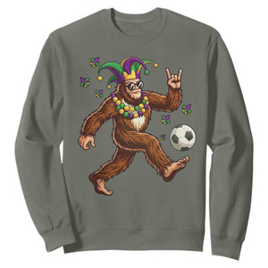 Funny Mardi Gras Bigfoot Playing Soccer Sweatshirt Football Fan Gift TS12 Military Green Print Your Wear