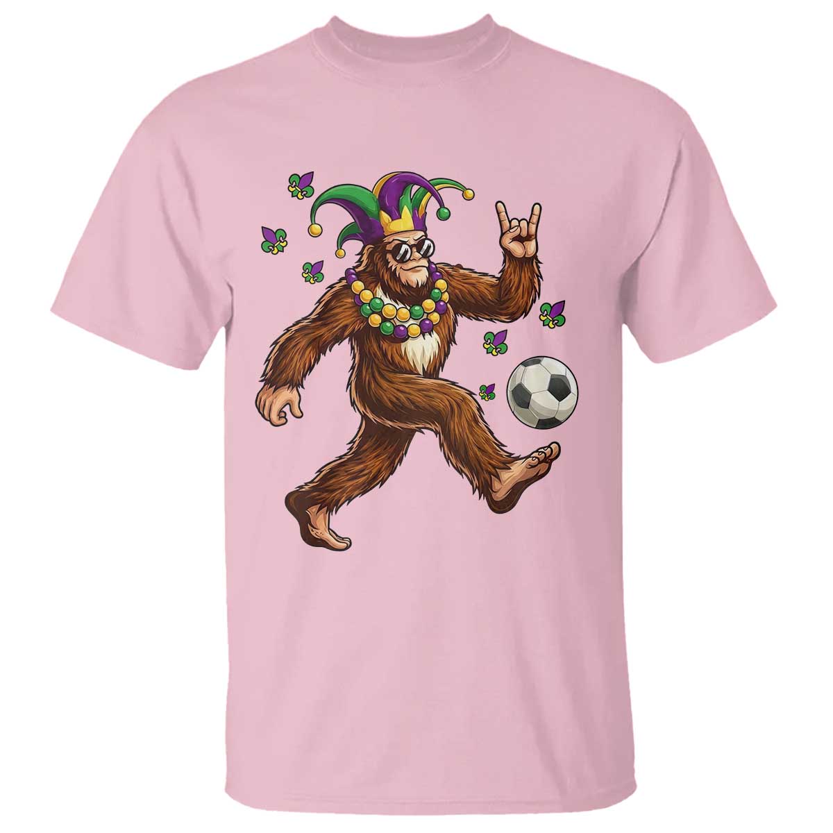 Funny Mardi Gras Bigfoot Playing Soccer T Shirt Football Fan Gift TS12 Light Pink Print Your Wear