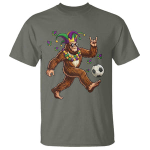 Funny Mardi Gras Bigfoot Playing Soccer T Shirt Football Fan Gift TS12 Military Green Print Your Wear